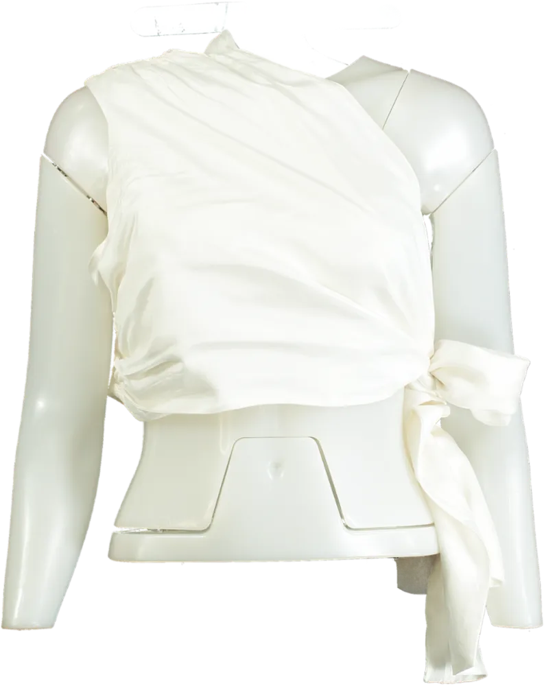 Paper London White Asymmetric Draped Top UK 12