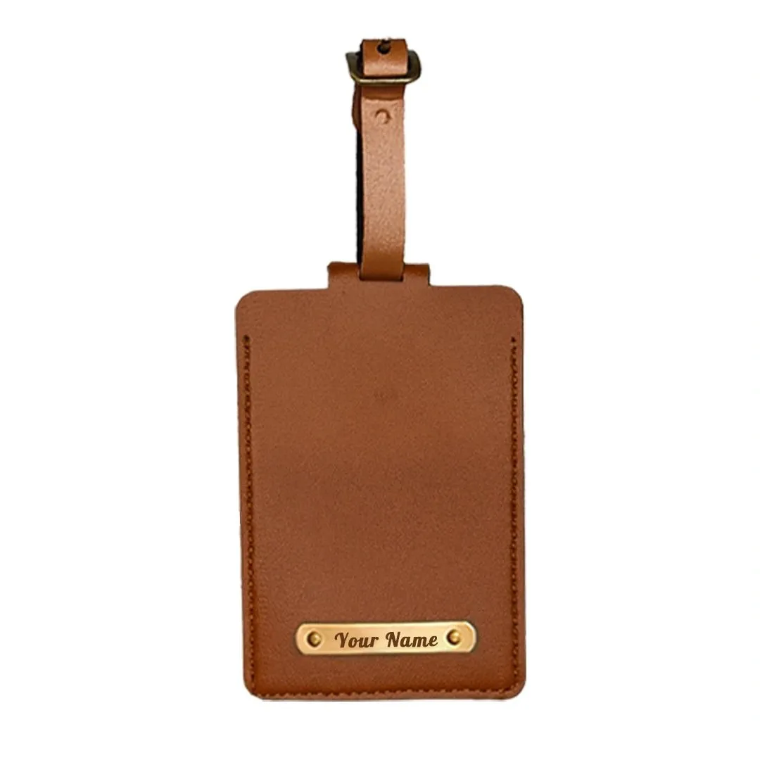 Personalized Tan Passport Cover & Luggage Tag Set - Perfect Travel Gift