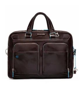 Piquadro Blue Square Unisex Mahogany Laptop Briefcase