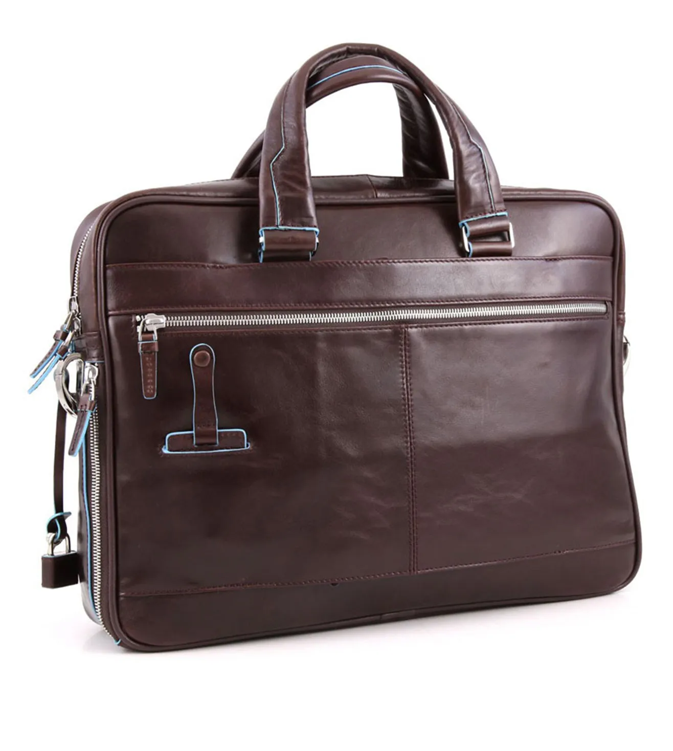 Piquadro Blue Square Unisex Mahogany Laptop Briefcase