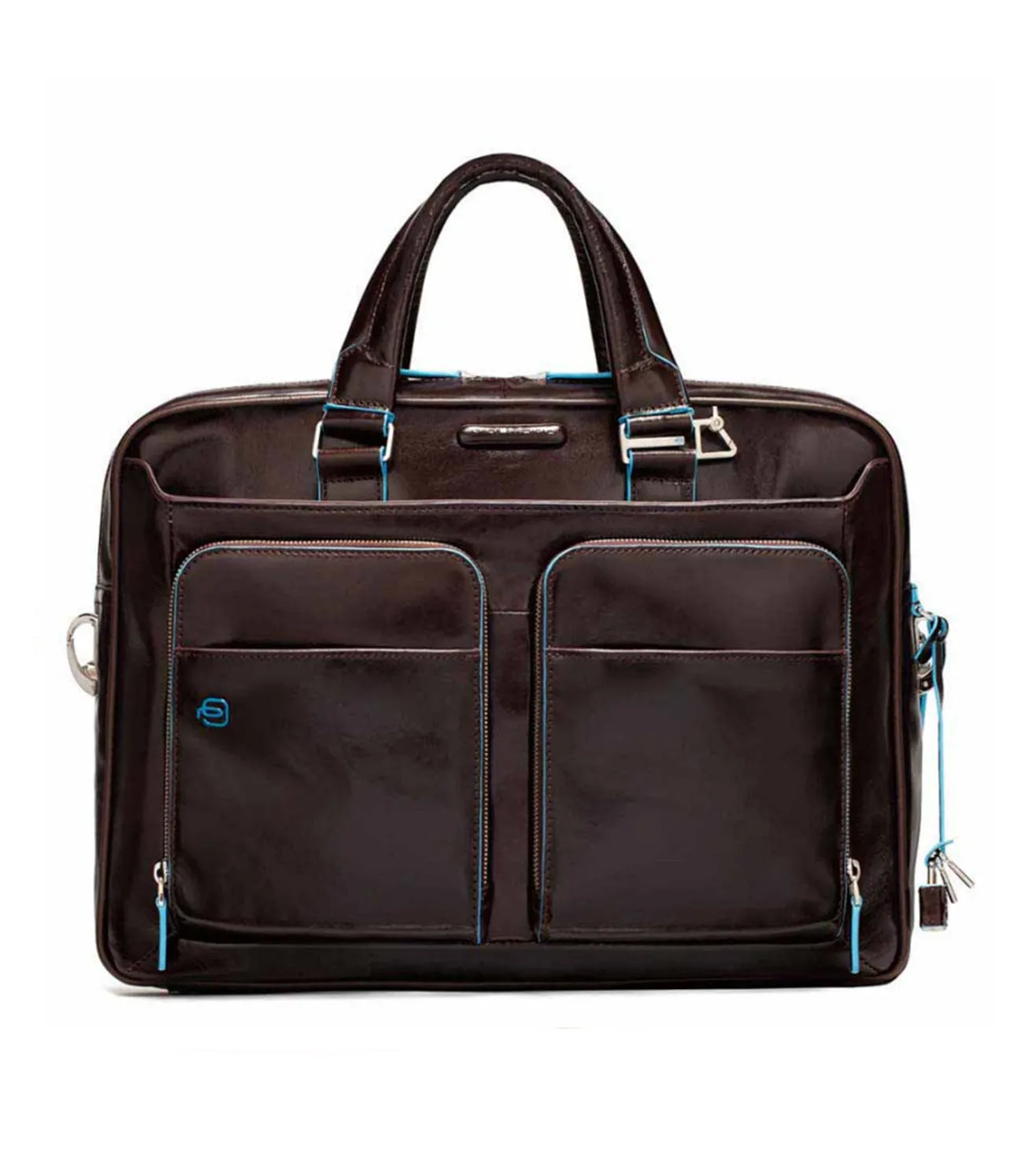 Piquadro Blue Square Unisex Mahogany Laptop Briefcase