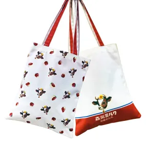 Sakamoto Morinaga milk canvas handbag, condensed milk style, strawberry style, daily necessities, casual shoulder bag