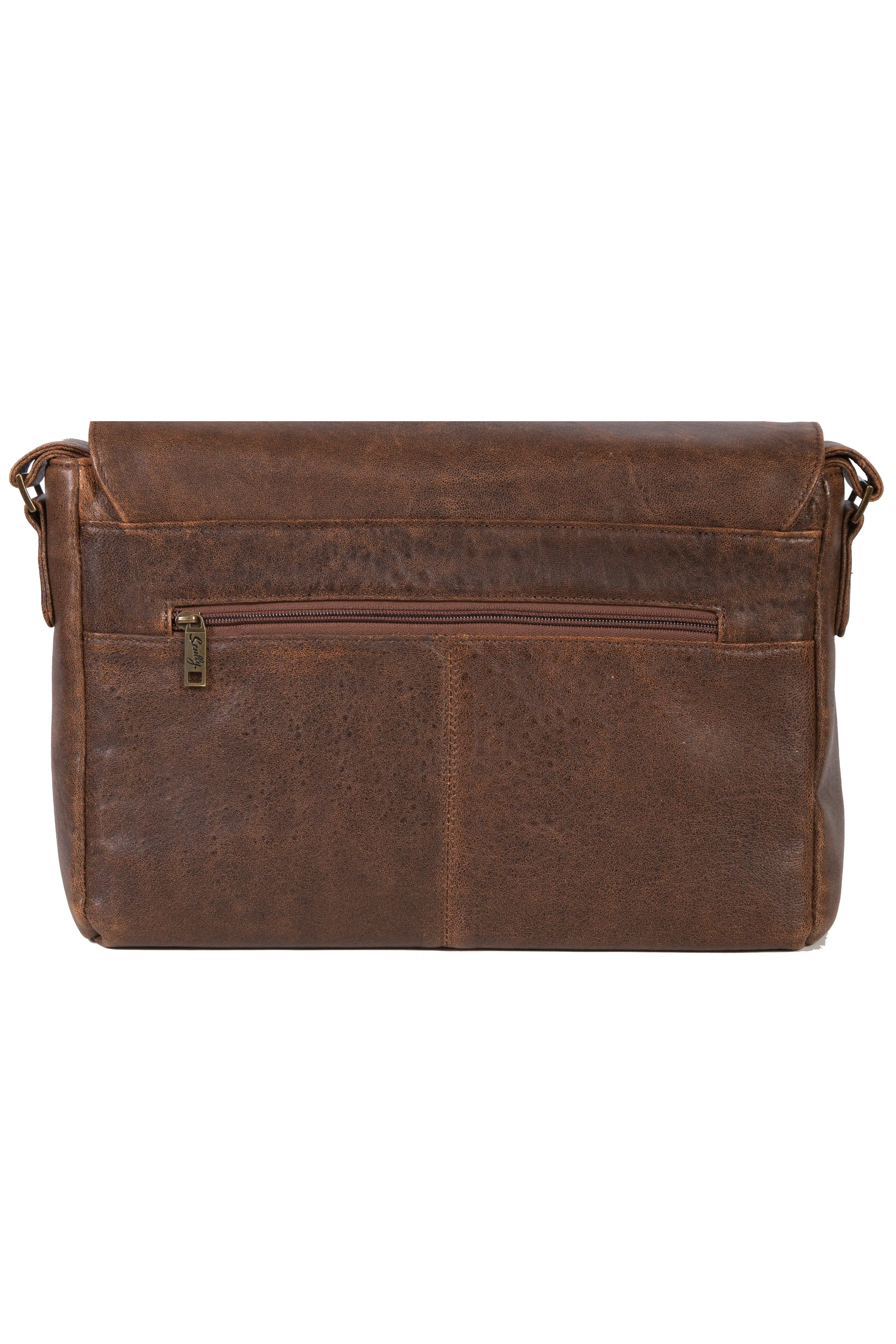 Scully Aerosquadron Collection Leather Messenger Brief Walnut