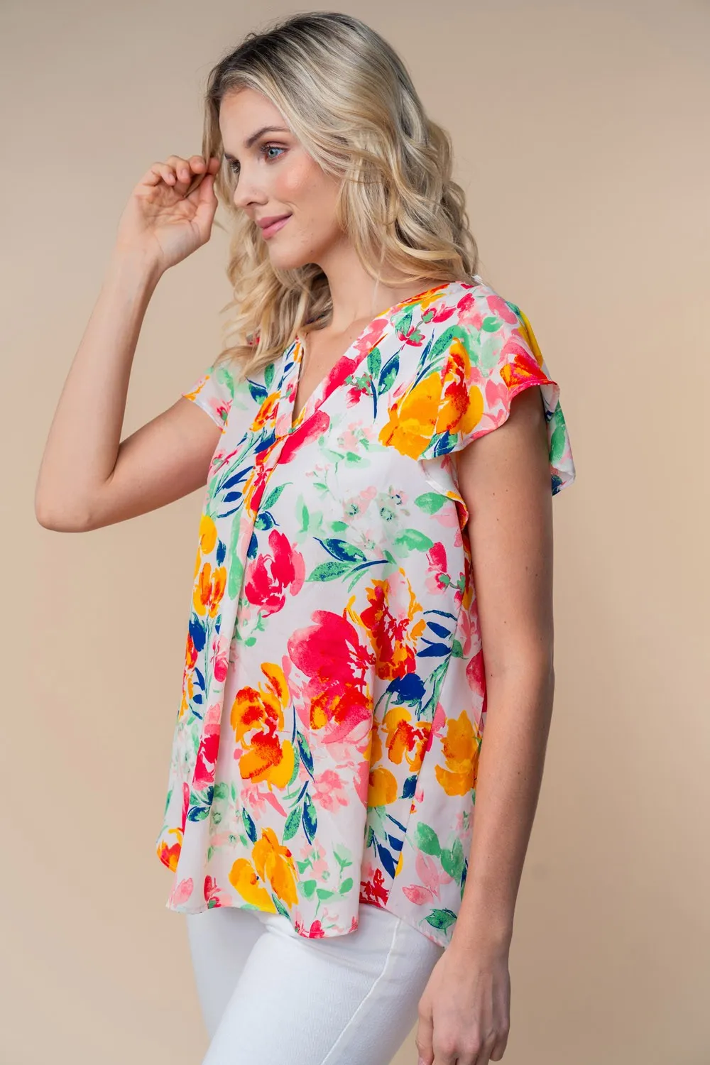 Short Sleeve Floral Woven Top