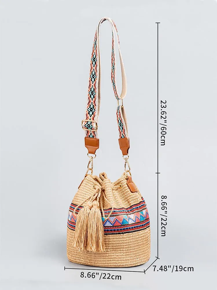 Straw Woven Bucket Bag