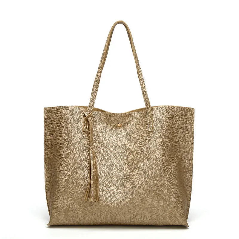 Women's Soft Faux Leather Shoulder Tote Bag