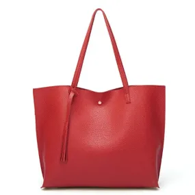 Women's Soft Faux Leather Shoulder Tote Bag