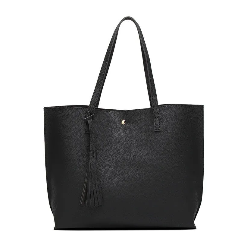 Women's Soft Faux Leather Shoulder Tote Bag