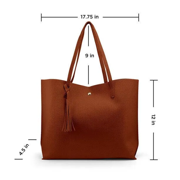 Women's Soft Faux Leather Shoulder Tote Bag