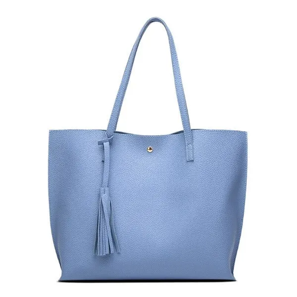 Women's Soft Faux Leather Shoulder Tote Bag