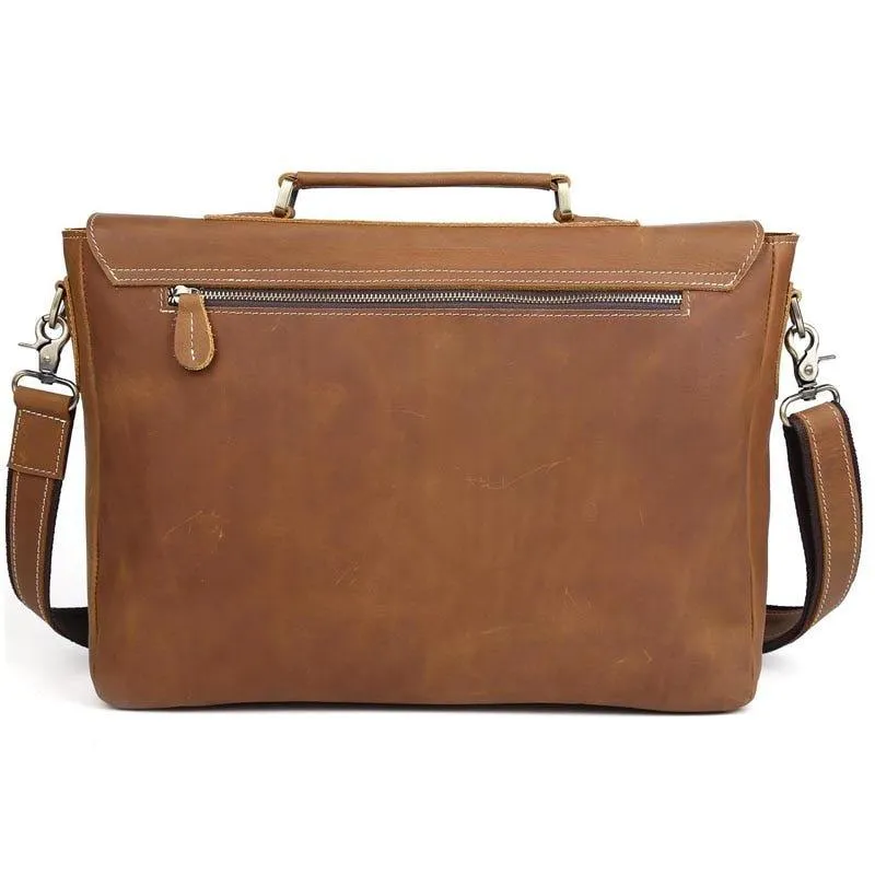 Woosir Crazy Horse Leather Messenger Bag Fit 16" Laptop